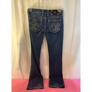 Buckle Miss me denim jeans size 27 JPO5010 Boot Bling Studs lined Skull Print